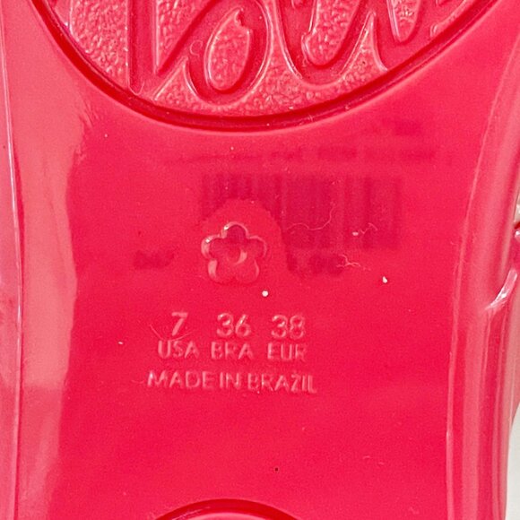 New Petite Jolie Pink Jelly Sandals 7 Bow Beach Flats - Picture 13 of 14